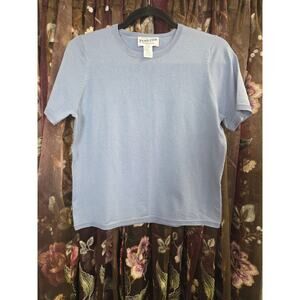 Pendleton Silk Blend Short Sleeve Sweater Blue Small